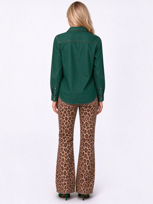 Rodeo Leopard Spot Flare Jeans
