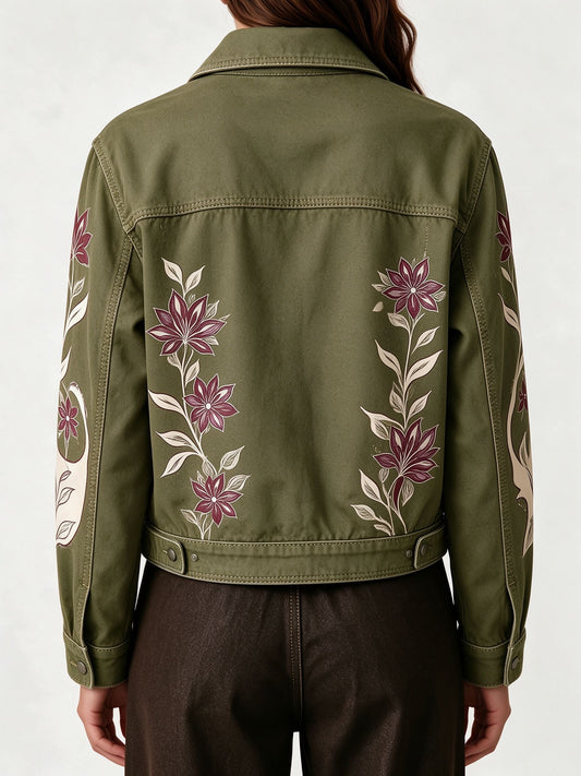 Frontier Vine Bloom Cropped Denim Jacket