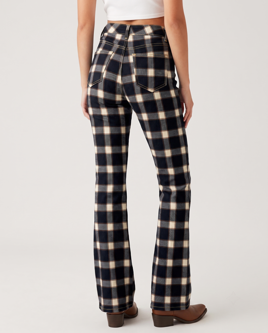 Plaid Ridge Bootcut Jeans – Back View – Riley – Dark Indigo
