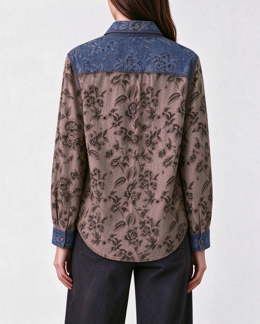 Dusty Prairie Bloom Long Sleeve Denim Shirt