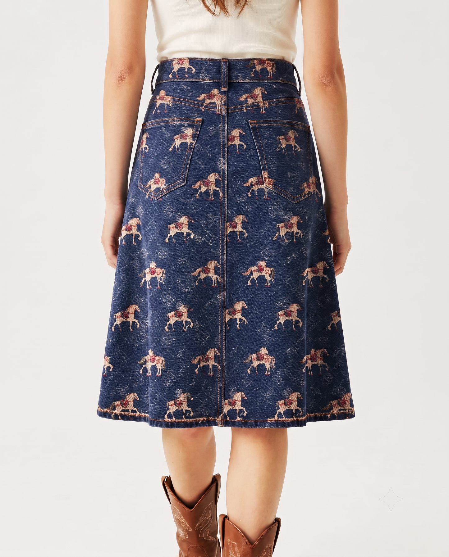 Horse Herd RB-SKT03 – Back View – Riley – Dark Indigo