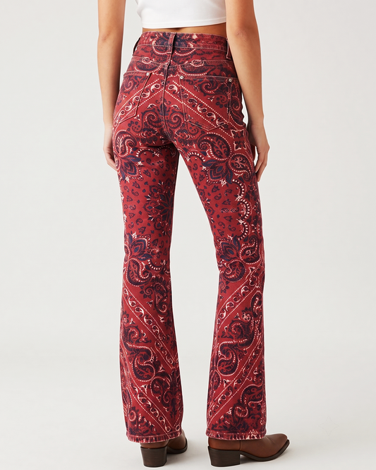 Crimson Serenade Bootcut Jeans – Back View – Riley – crimson