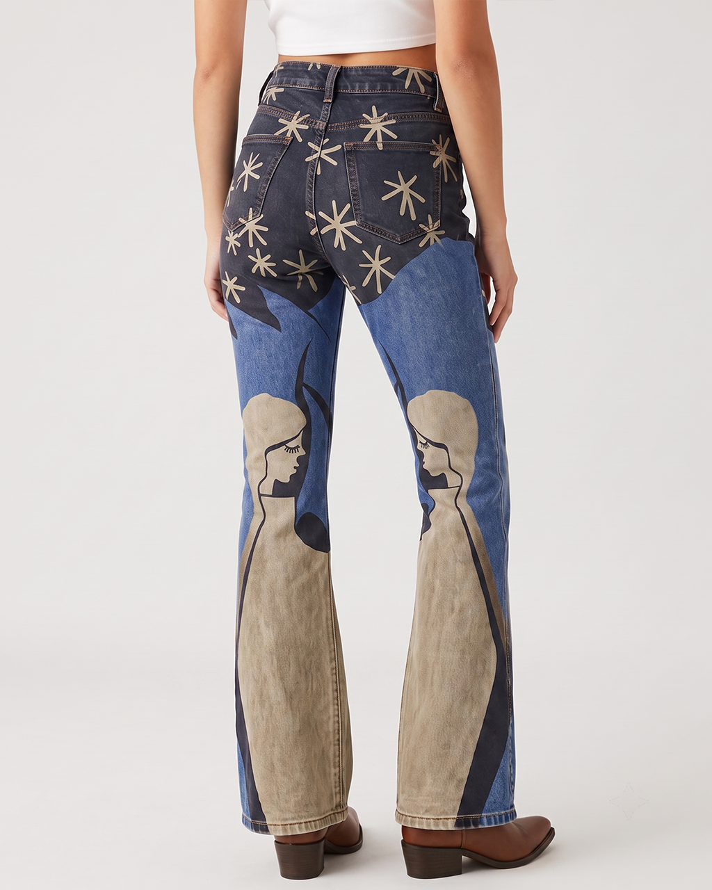 Starlight Rider Bootcut Jeans – Back View – Riley – indigo, beige
