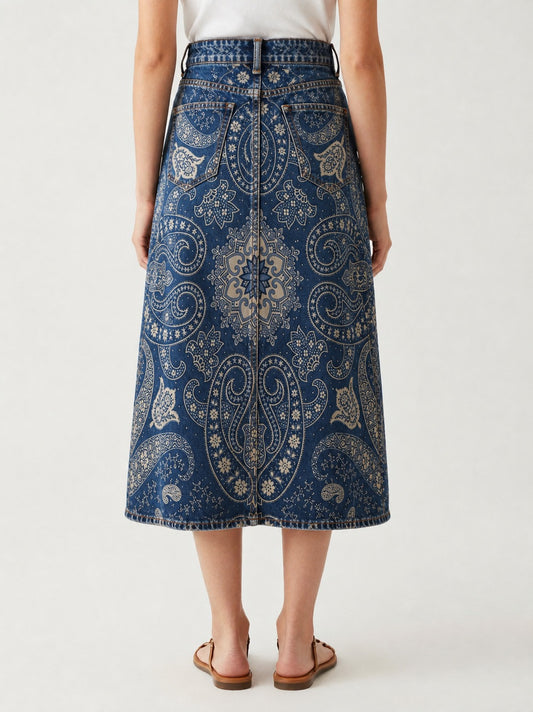 Prairie Bloom Indigo RB-SKT10 – Back View – Riley – Indigo