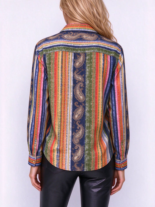 Bandana Bandit Paisley Long Sleeve Denim Shirt