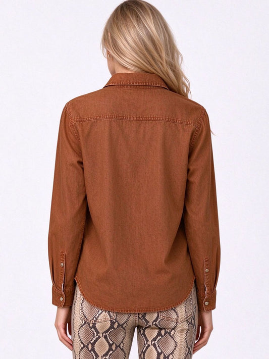 Desert Snakeskin Long Sleeve Denim Shirt