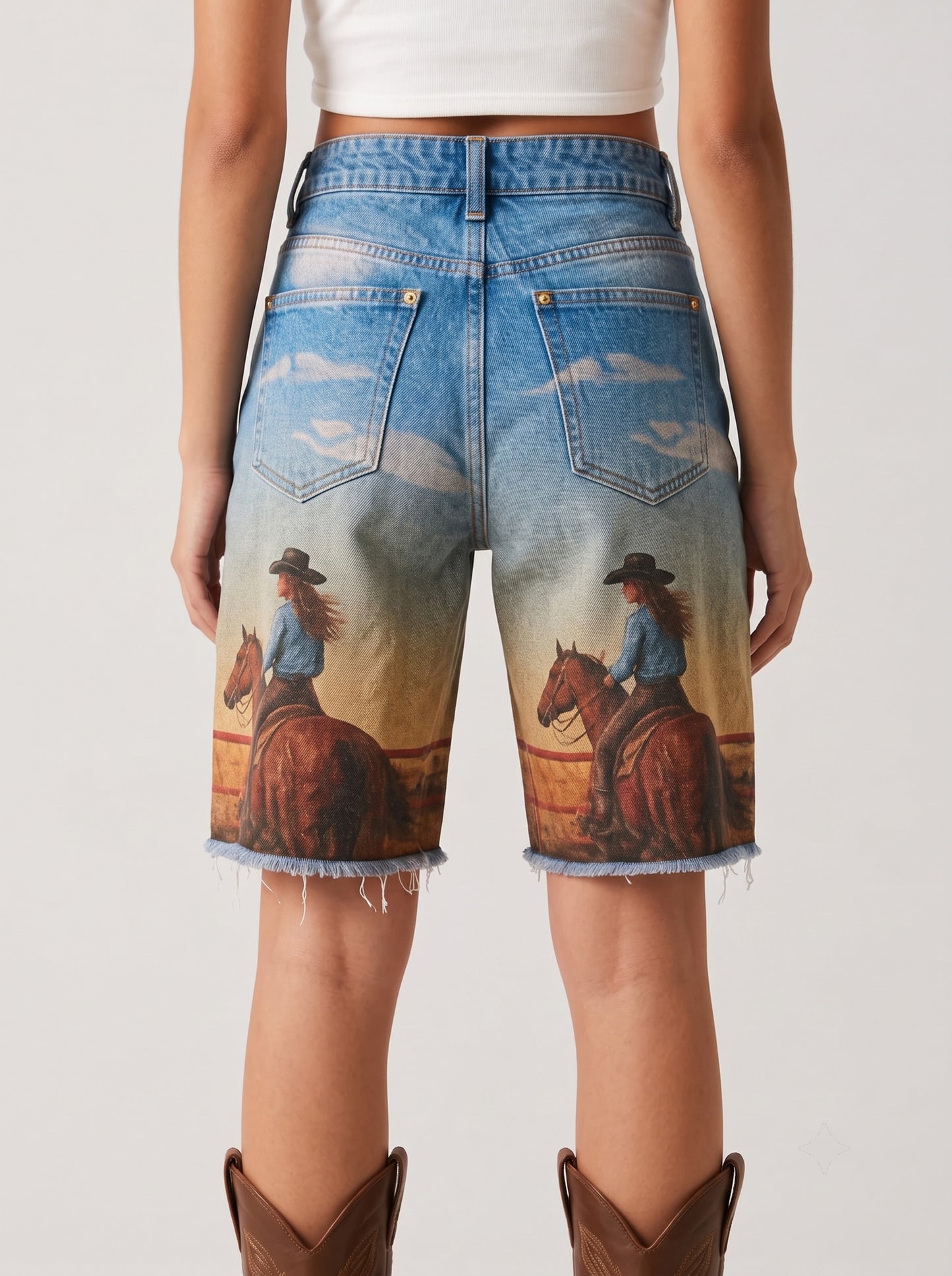 Ranch Skyline RB-BOT08 – Back View – Riley – Denim Blue, Burnt Orange