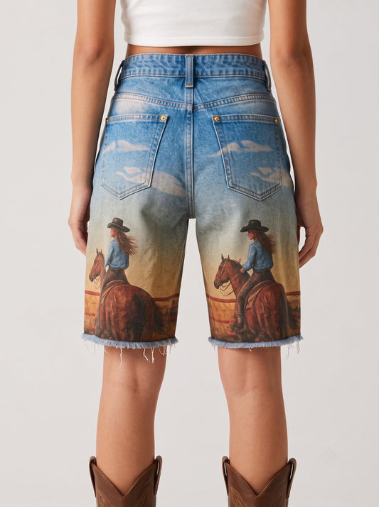 Ranch Skyline RB-BOT08 – Back View – Riley – Denim Blue, Burnt Orange