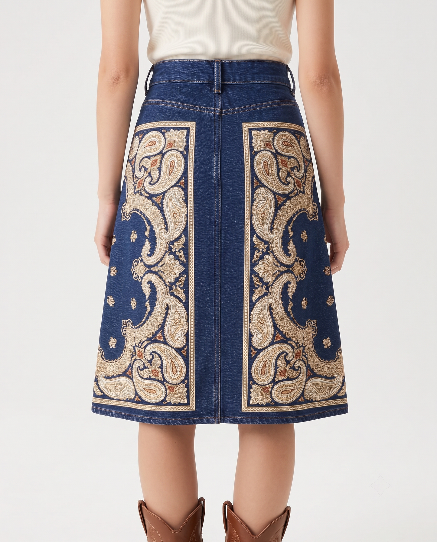 Navy Paisley RB-SKT03 – Back View – Jessie – Dark Blue