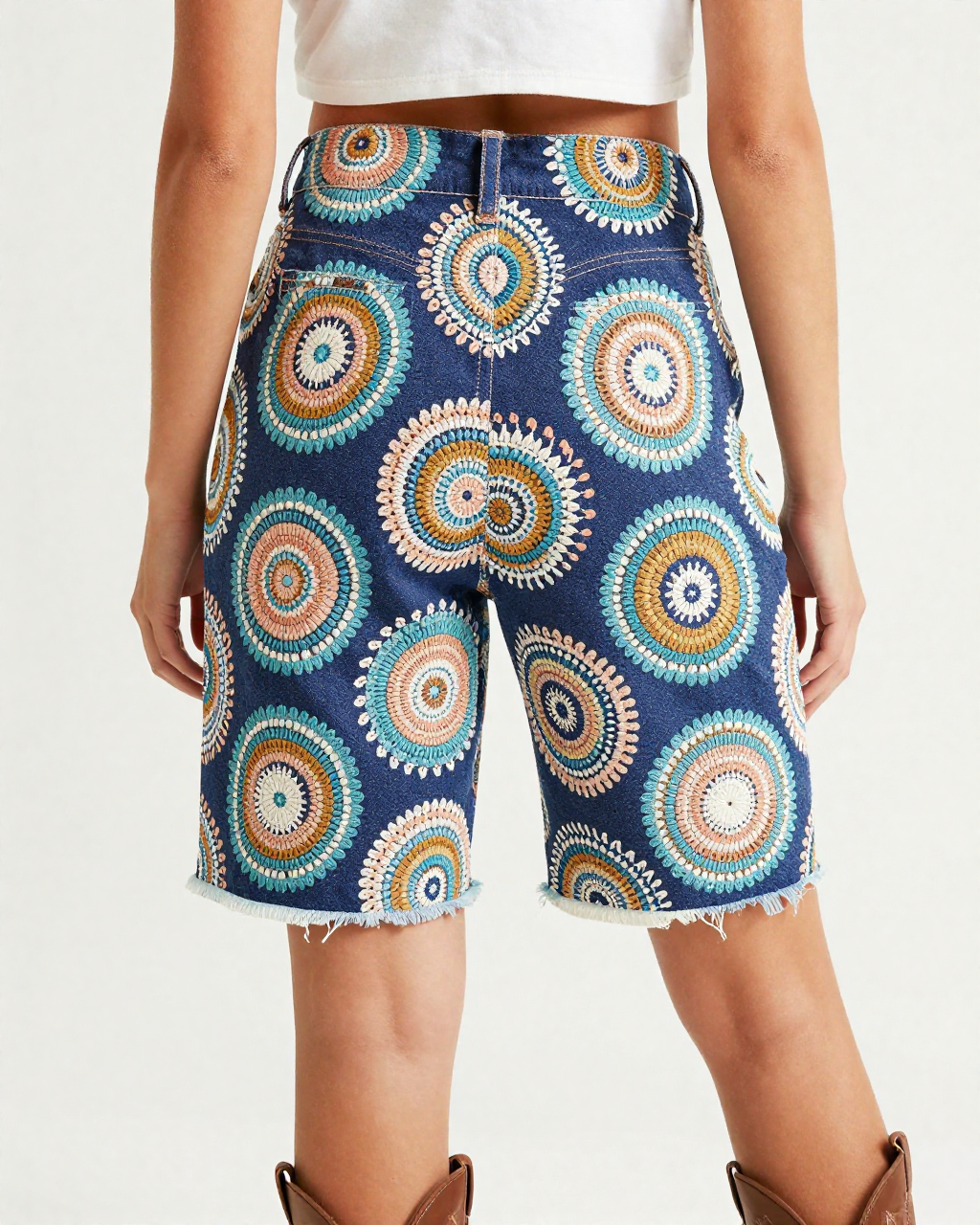 Mandala Circle Indigo RB-BOT08 – Back View – Jessie – Indigo