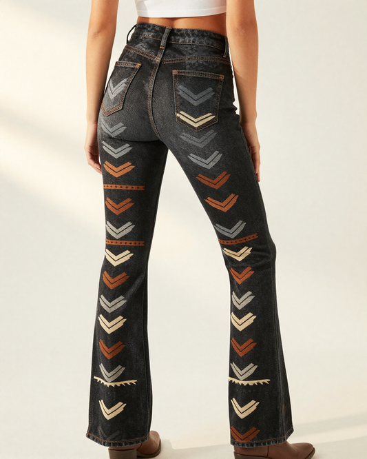 Arrow Path Bootcut Jeans – Back View – Riley – Cream / Sienna / Black