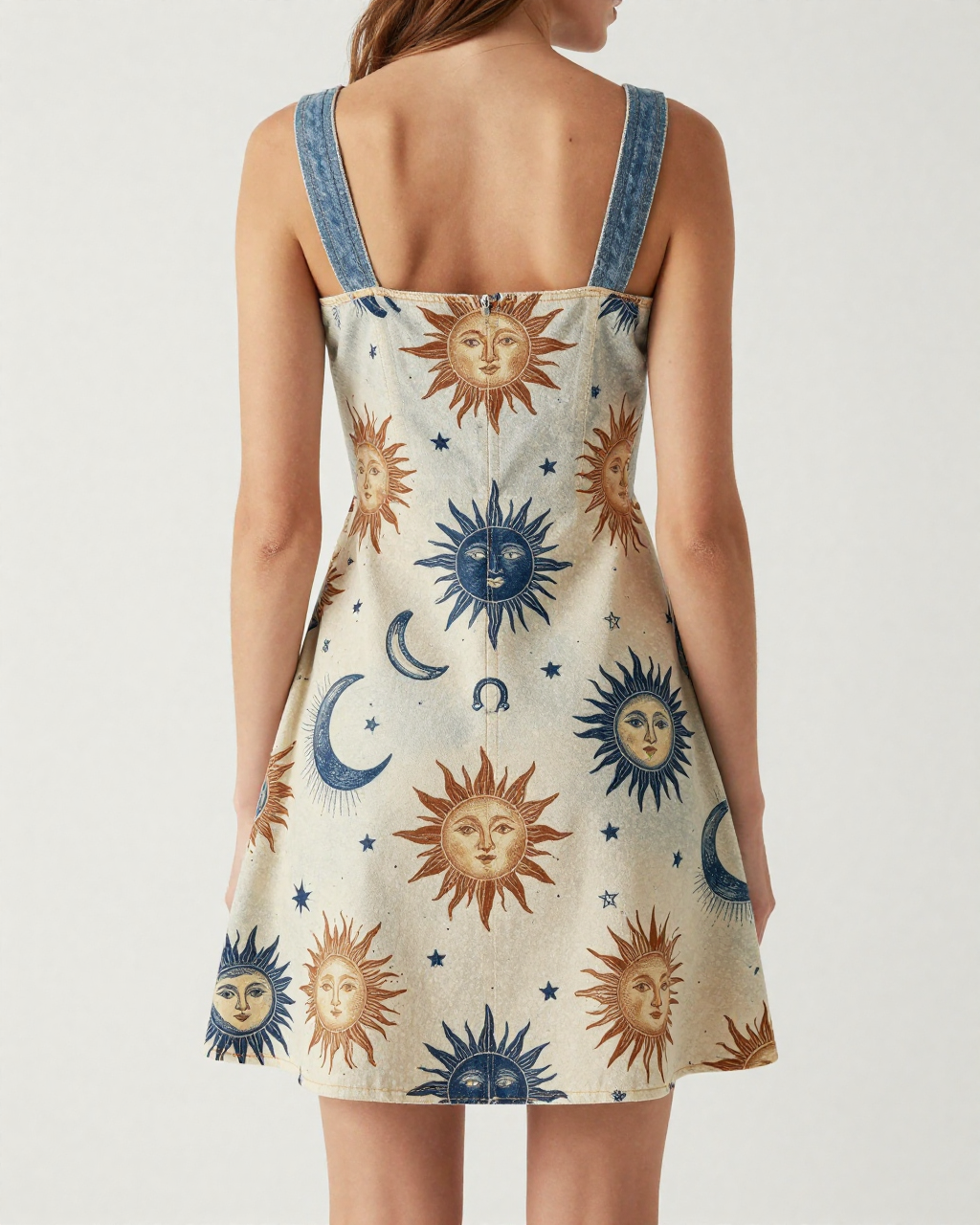 Sun & Moon Western Structured Mini Dress – Back View – Riley – Cream / Ivory