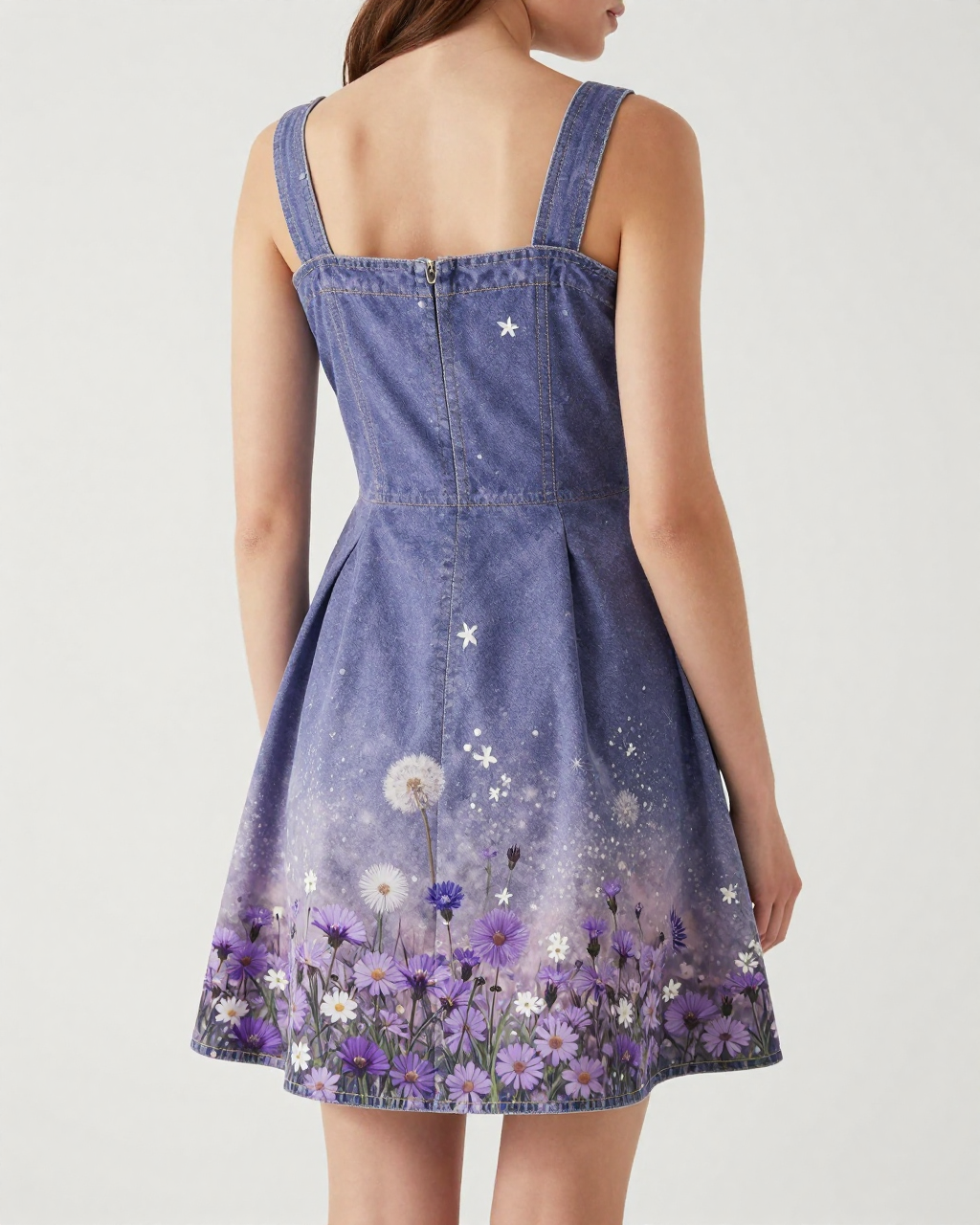 Twilight Aster Structured Mini Dress – Back View – Riley – Purple / Gold