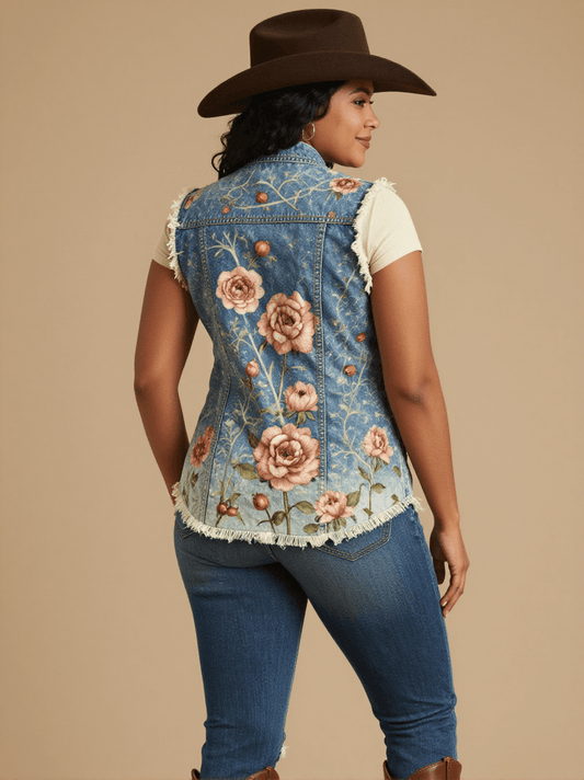 Saddleworn Rose RB-VST02 – Back View – Mara – Indigo
