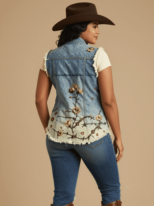 Barbed Wire Rose RB-VST02 – Back View – Mara – Indigo