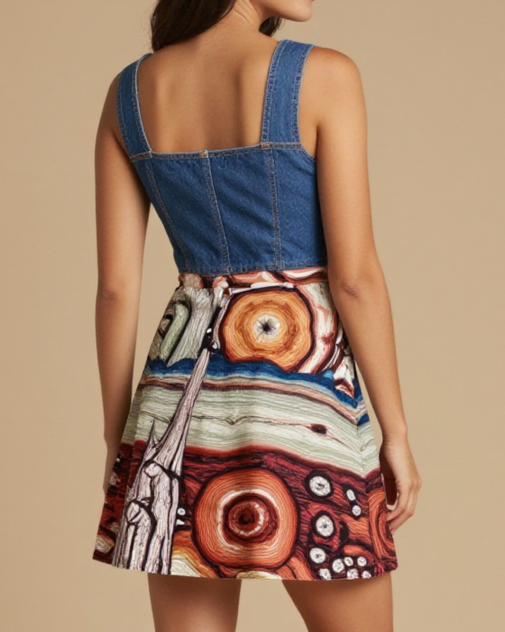 Petrified Forest Structured Mini Dress – Back View – Mara