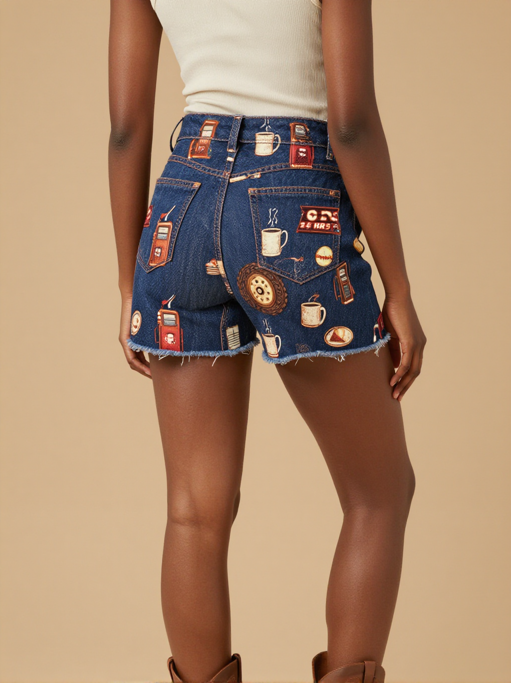 Truck Stop Denim Shorts – Back View – Mara