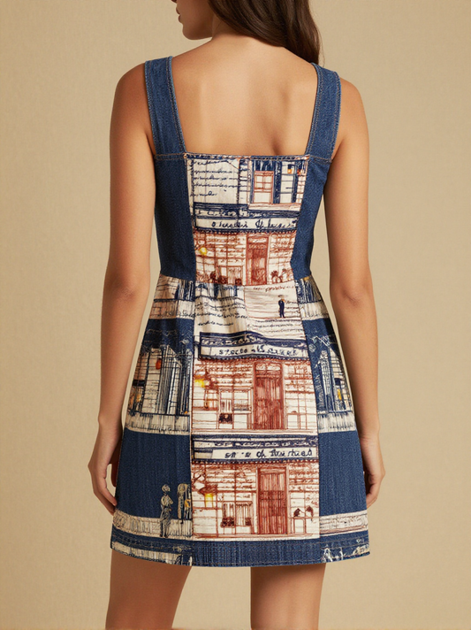 Streets of Laredo Structured Mini Dress – Back View – Jessie – Dusty Gold / Warm Dusk