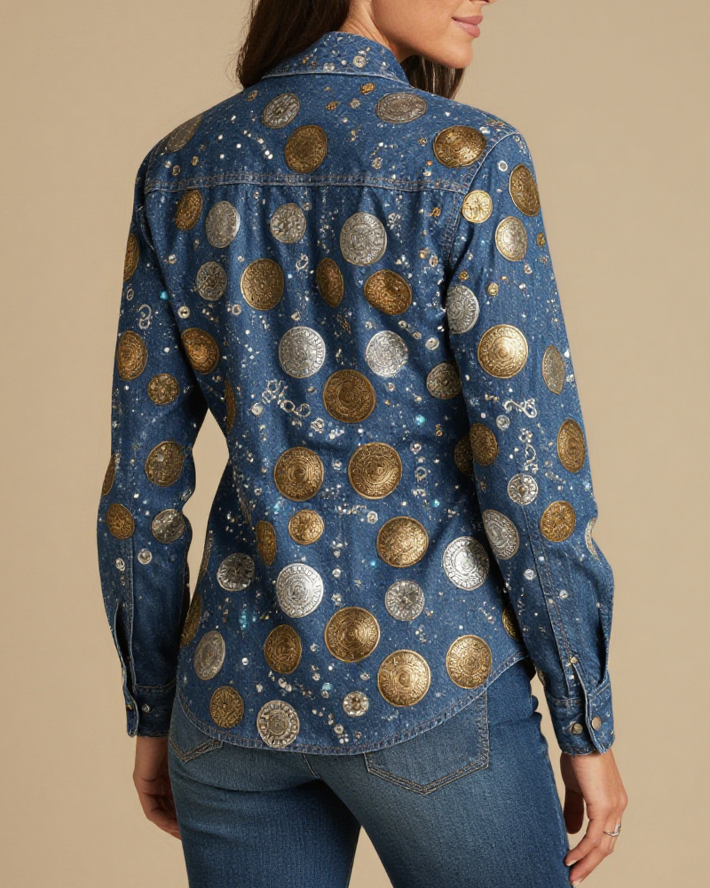 Concho Scatter RB-TOP12 – Back View – Jessie – Antique Silver / Warm Sand