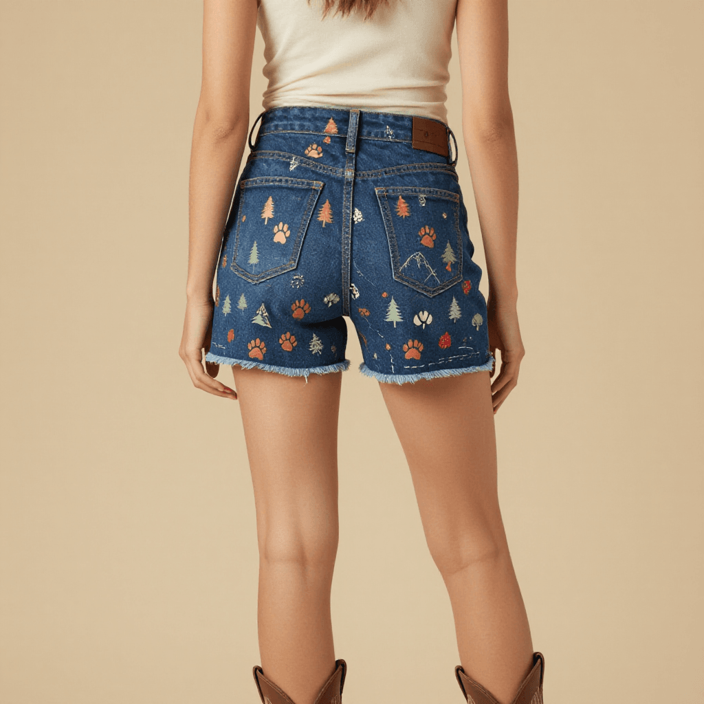 Bear Paw Trail Denim Shorts – Back View – Jessie