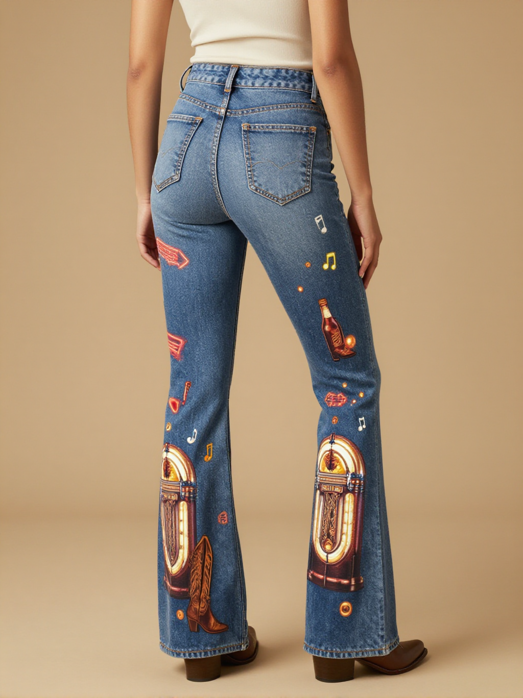 Honky Tonk Jukebox RB-BOT04 – Back View – Jessie – Blue Denim