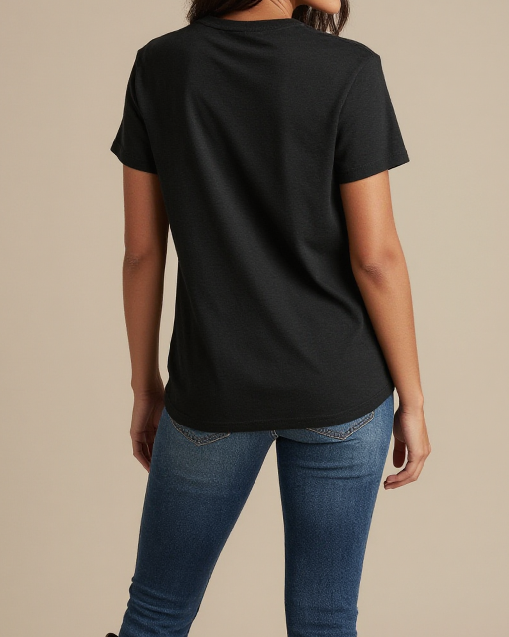 Sacred Datura Specimen Washed Tee – Back View – Riley – Black / Cream / Copper