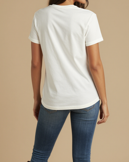 Little Dogie Type Washed Tee – Back View – Jessie – White