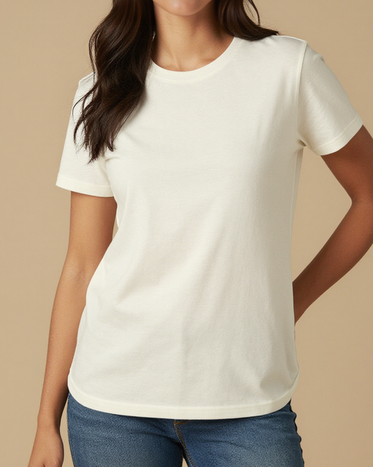 Much Obliged Washed Tee – Front View – Jessie – white