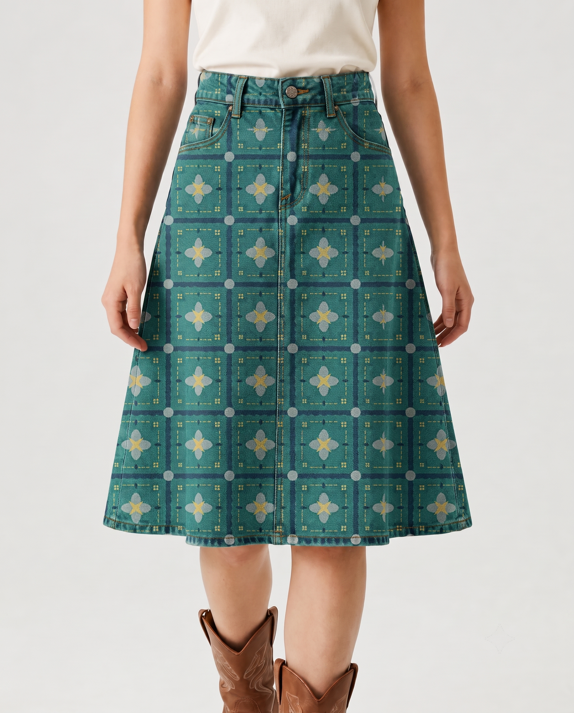 Desert Bloom Teal RB-SKT03 – Front View – Riley – Teal