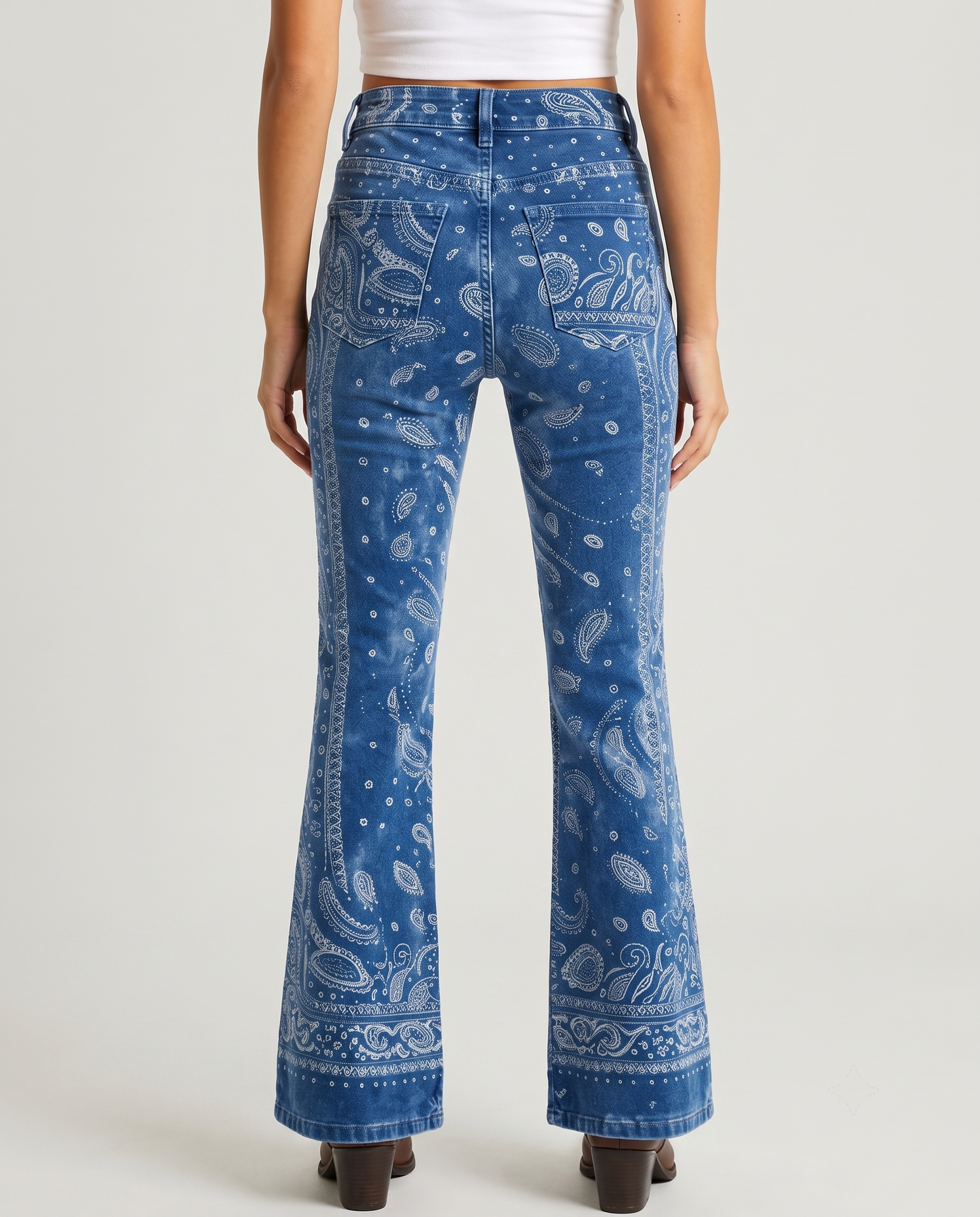 Burnt Orange Bandana Bootcut Jeans
