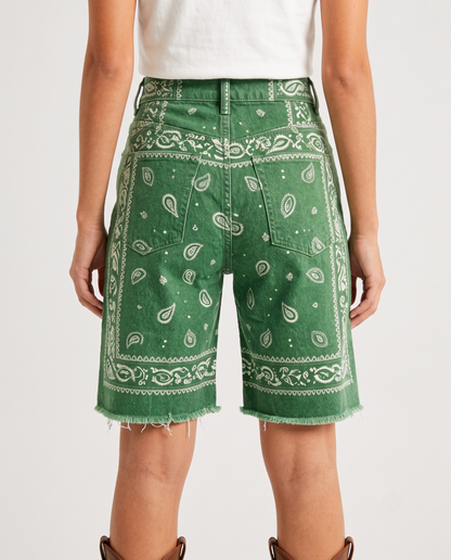 Classic Red Bandana Bermuda Shorts