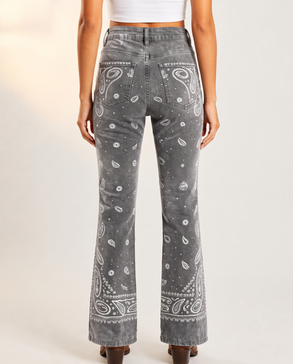 Classic Red Bandana Bootcut Jeans