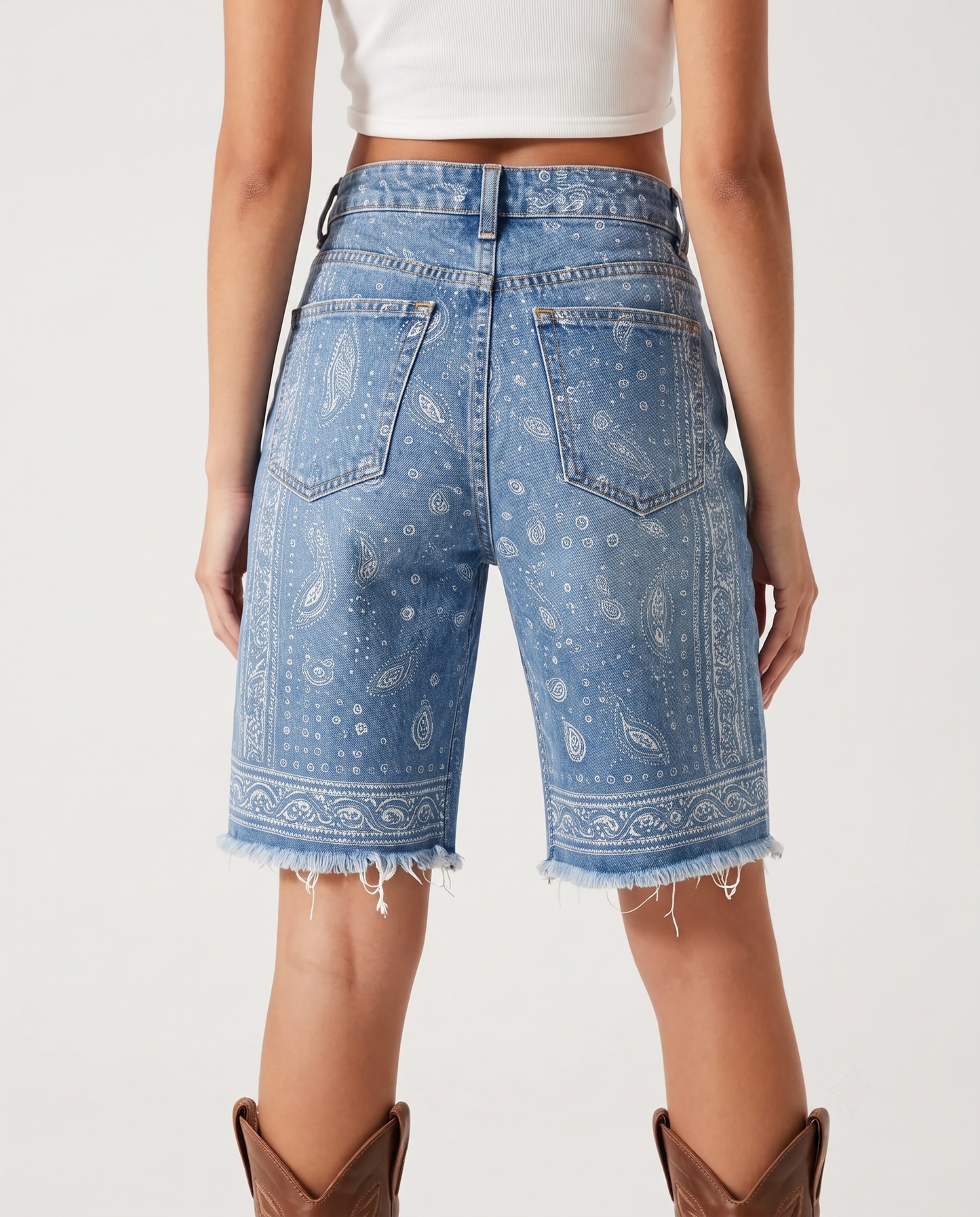 Dusty Pink Bandana Bermuda Shorts