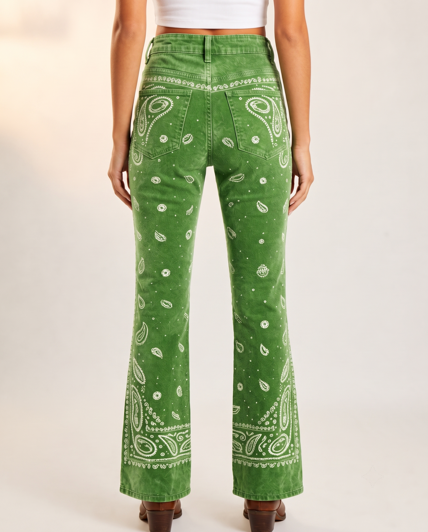 Classic Red Bandana Bootcut Jeans
