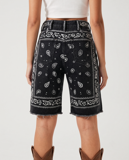 Classic Red Bandana Bermuda Shorts