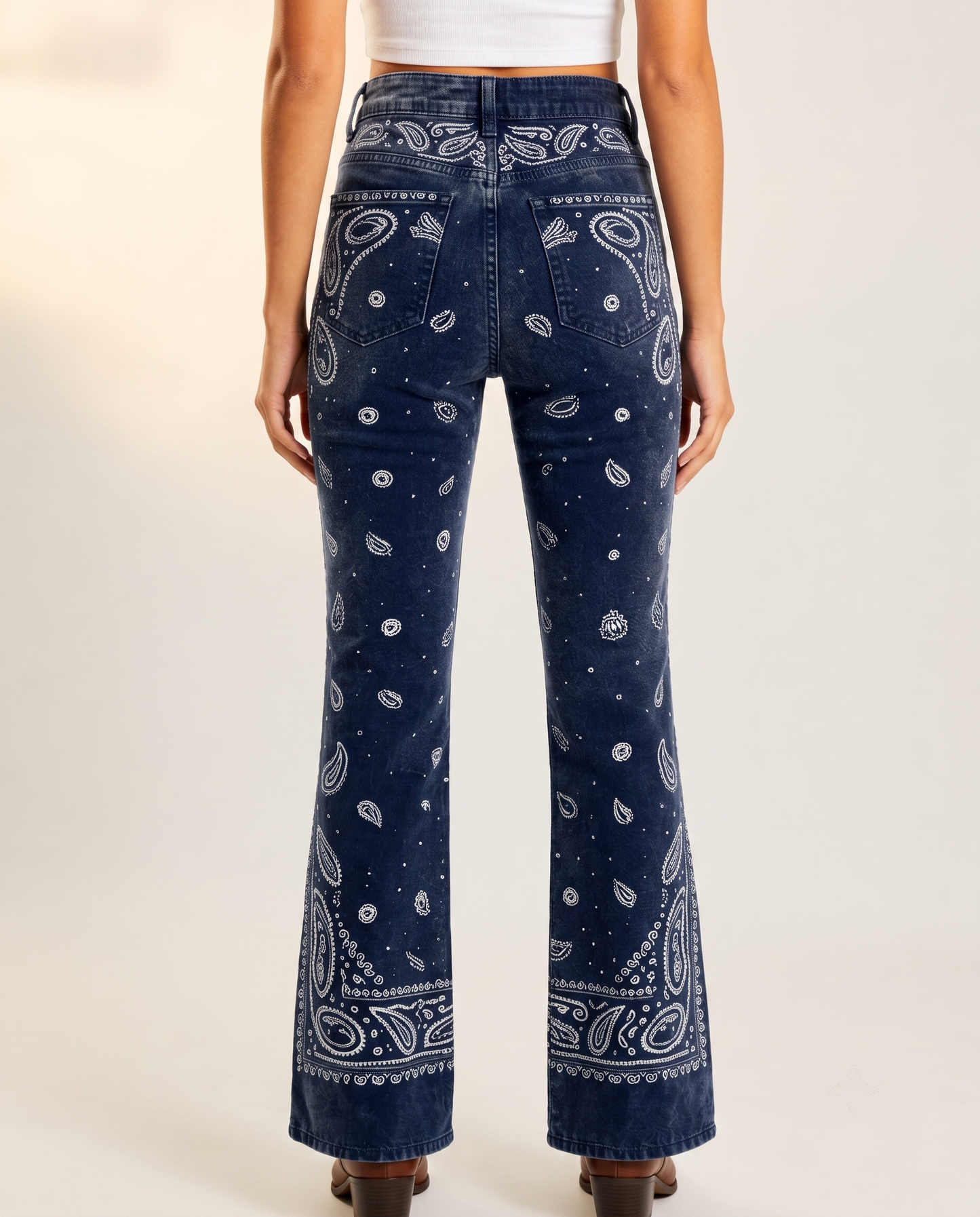 Classic Red Bandana Bootcut Jeans