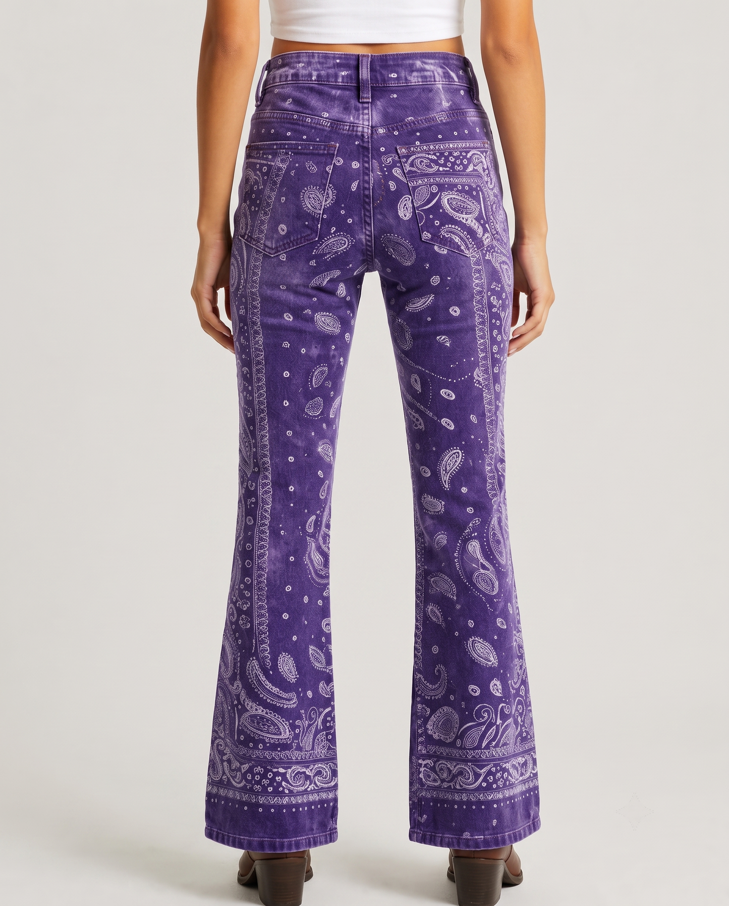 Burnt Orange Bandana Bootcut Jeans