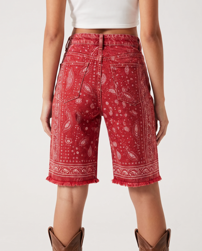 Dusty Pink Bandana Bermuda Shorts