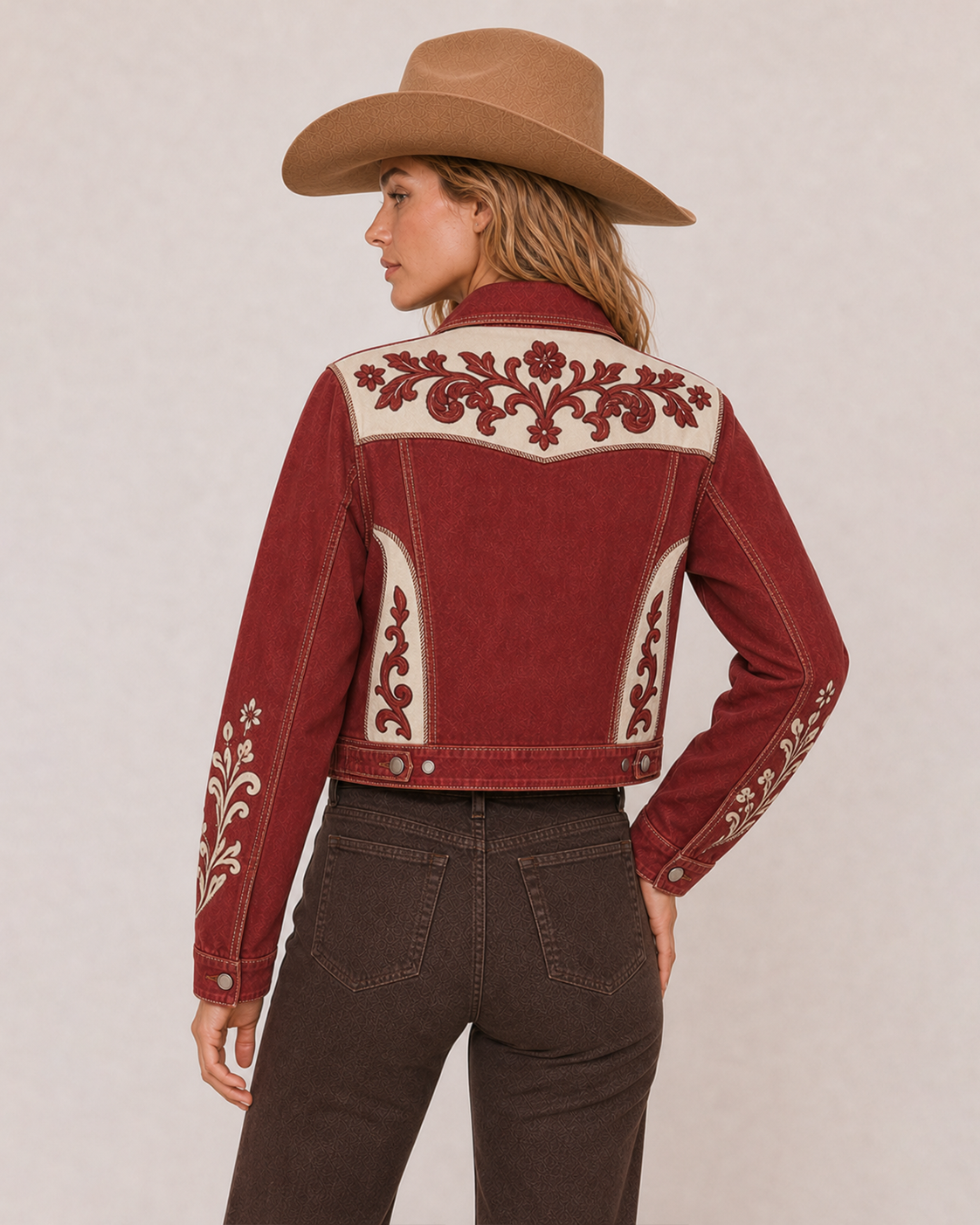 Cactus Bloom Cropped Denim Jacket