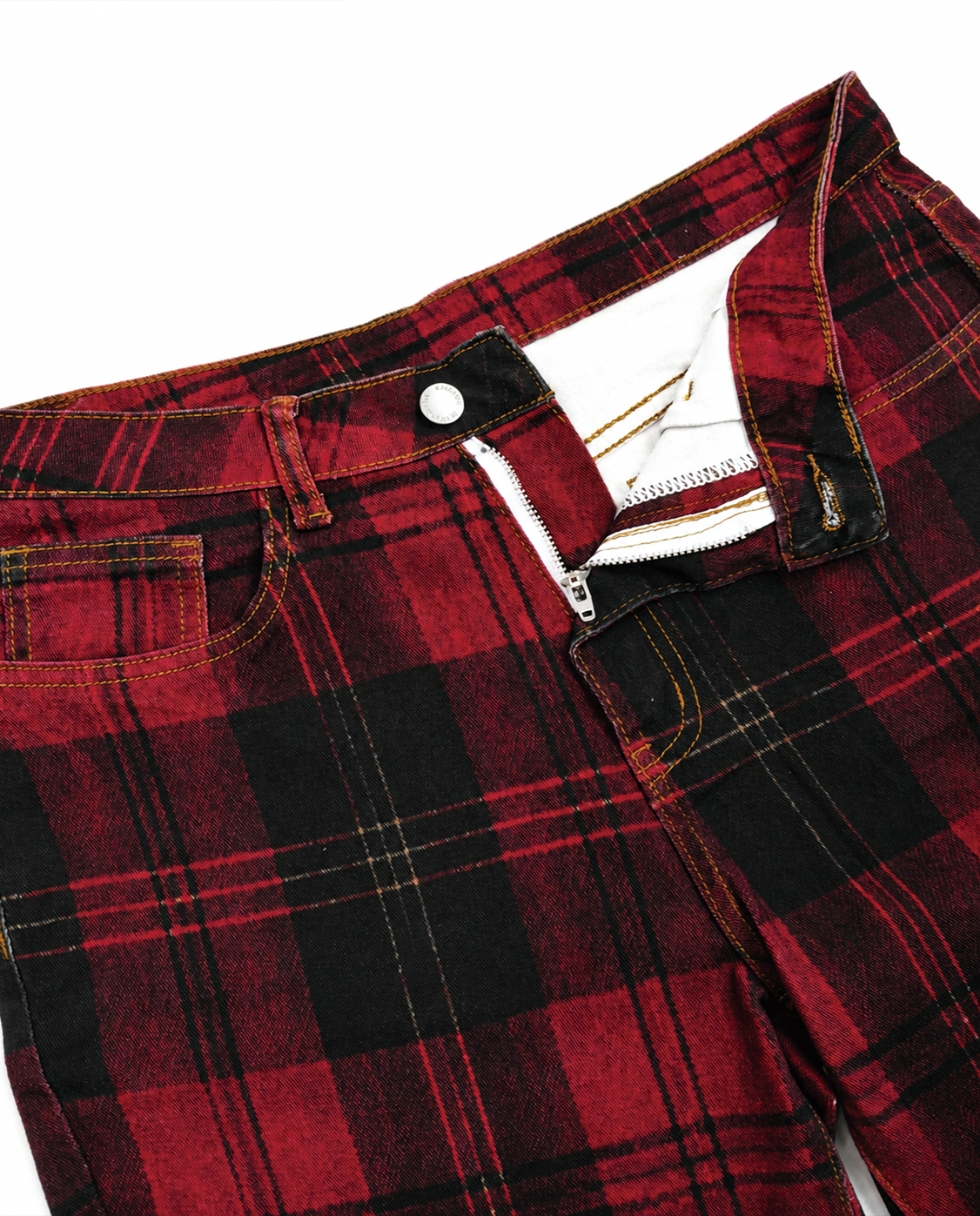 Rustic Plaid Bootcut Jeans