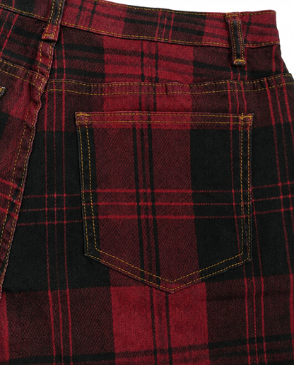 Rustic Plaid Bootcut Jeans