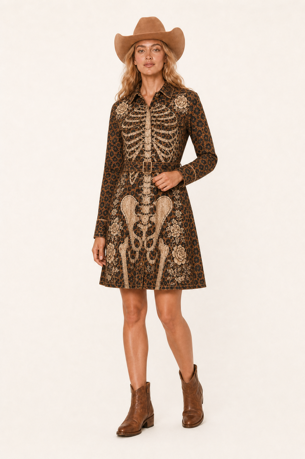 Bone & Bloom Belted Shirt Dress