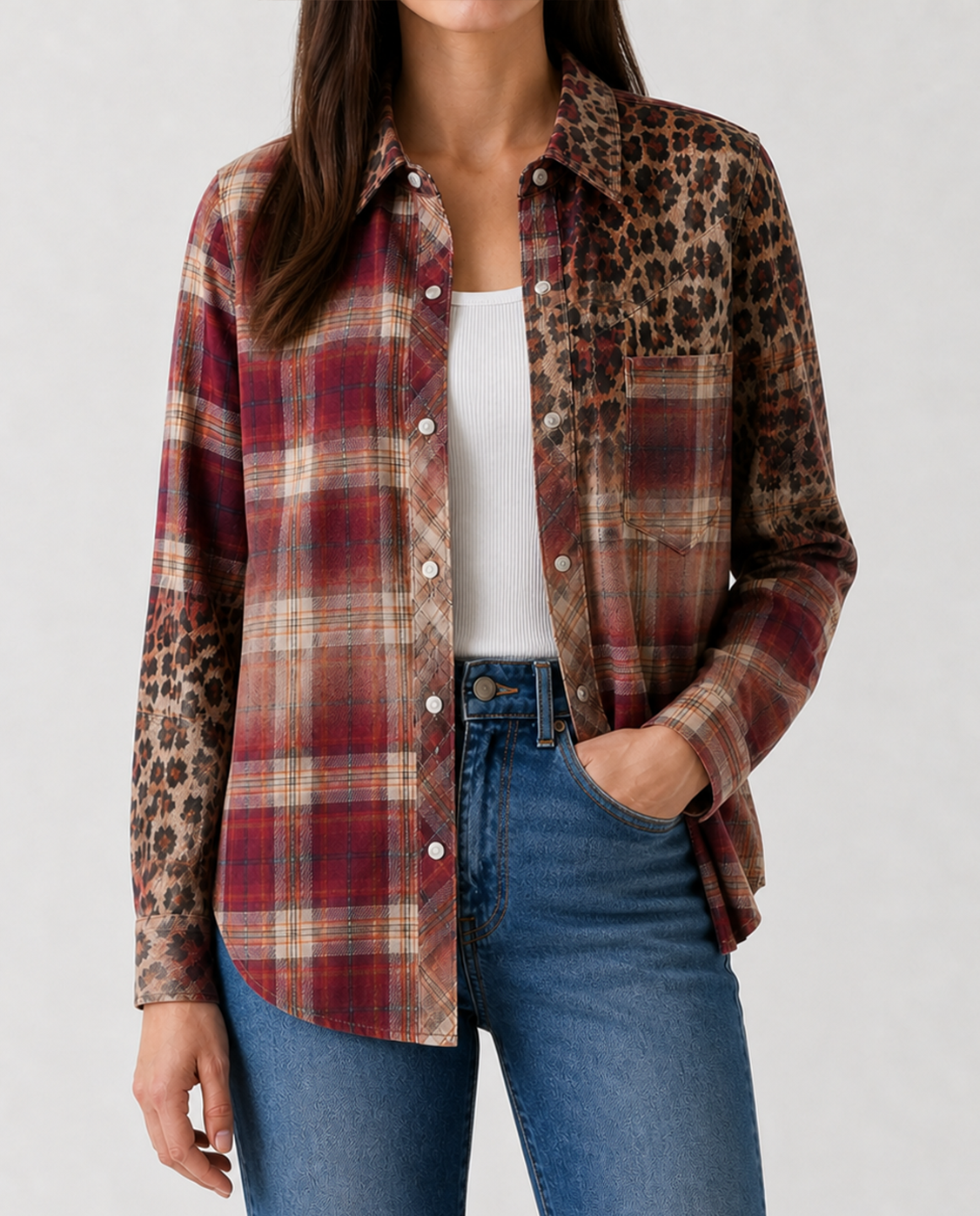 Prairie Mirage Rust Long Sleeve Denim Shirt