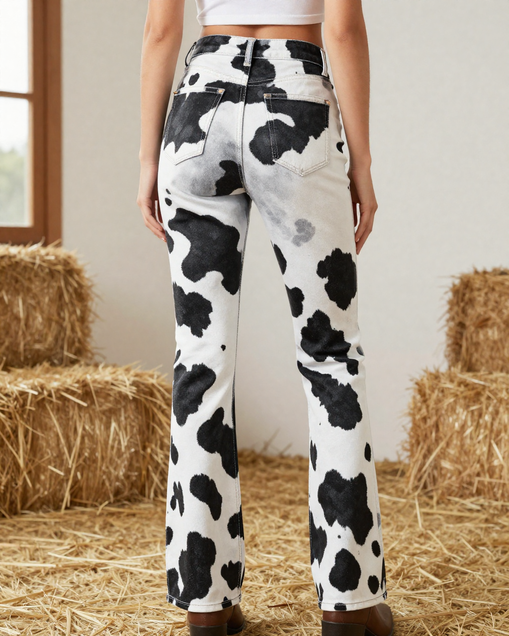 Black Cow Bold Bootcut Jeans - back view