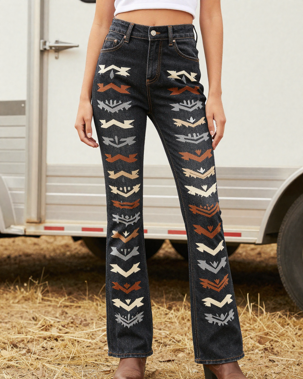 Arrow Path Bootcut Jeans - front view