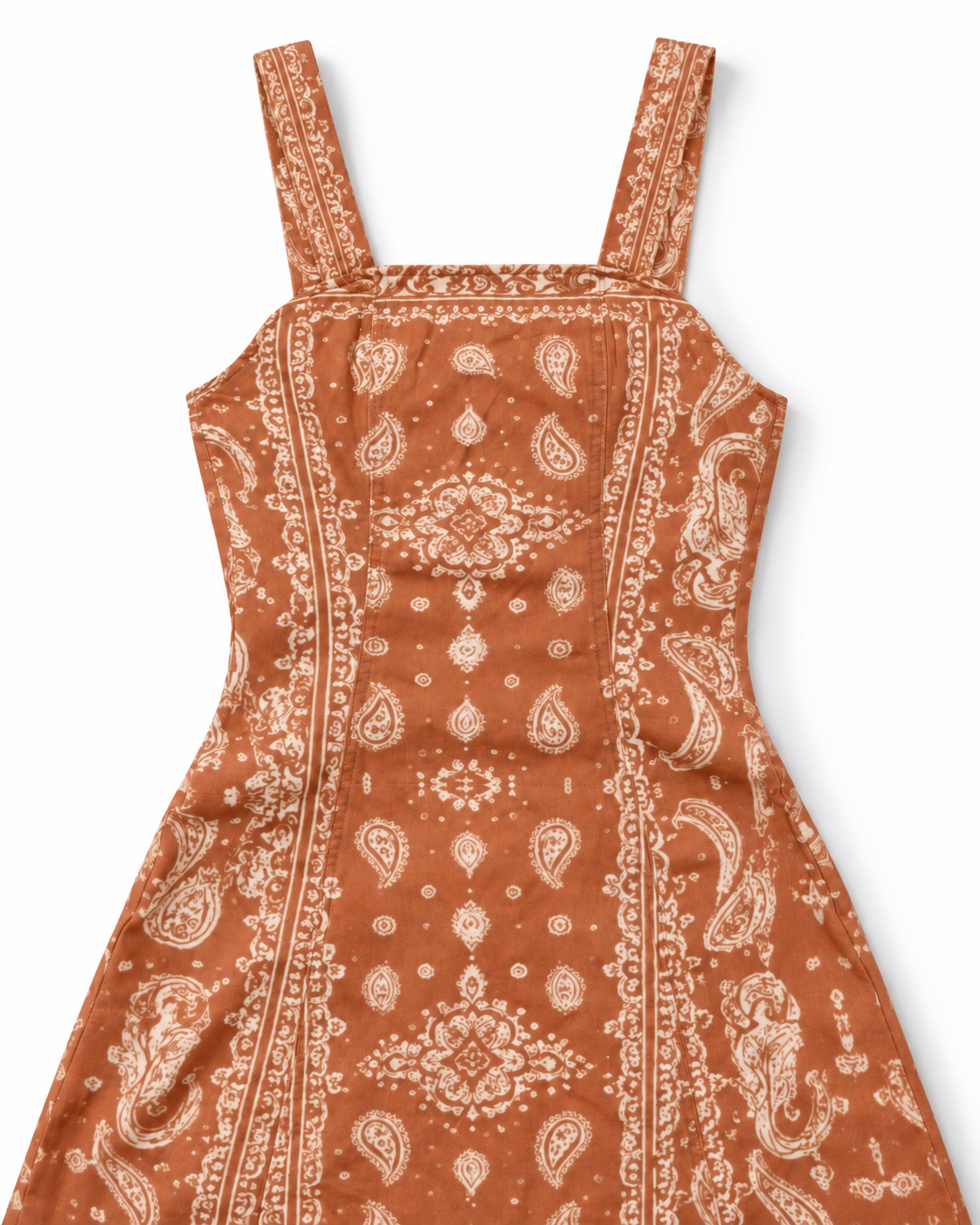 Burnt Orange Bandana Structured Mini Dress