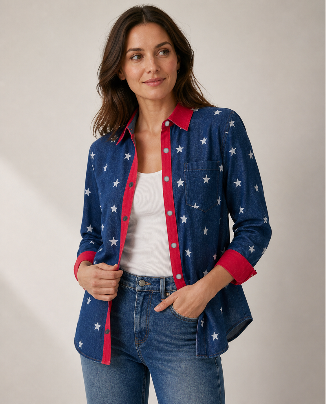 Starlight Ranger Navy Long Sleeve Denim Shirt