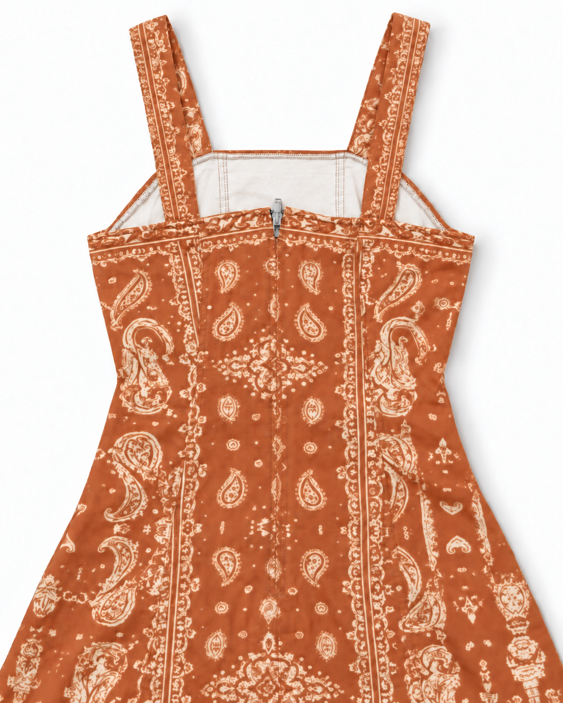 Burnt Orange Bandana Structured Mini Dress