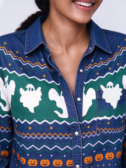 Harvest Haunt Long Sleeve Denim Shirt