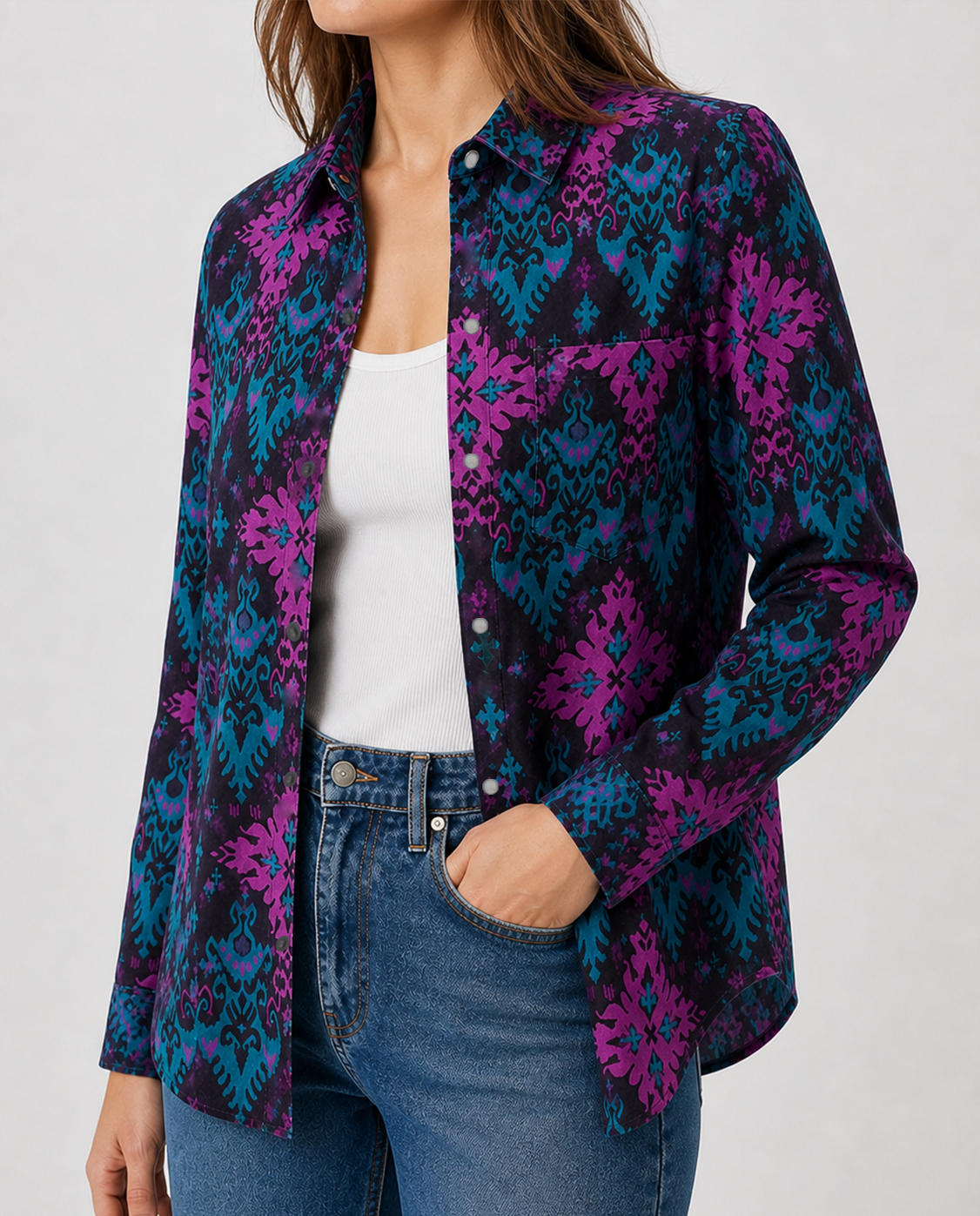 Prairie Vortex Long Sleeve Denim Shirt